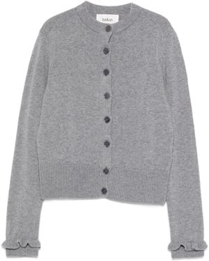 Ba&sh Ruffled-Cuff Button-Up Cardigan - Gray
