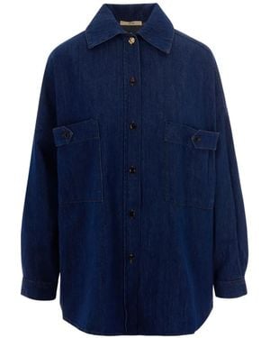 Sessun Patch-Pocket Denim Shirt - Blue