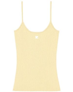 Courreges Ribbed-Knit Tank Top - Yellow