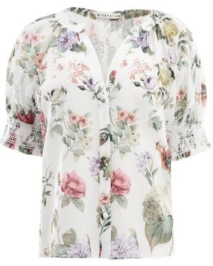 Alice + Olivia Puff-Sleeve Floral Blouse - White