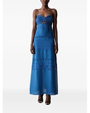 Ermanno Scervino Life Lace-Panelled Cut-Out Maxi Dress - Blue