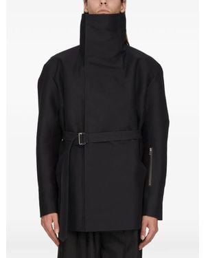 Rick Owens Dracucaban Funnel-Neck Belted Jacket - Black