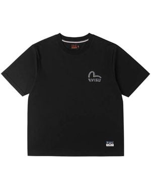 Evisu Logo-Embroidered T-Shirt - Black