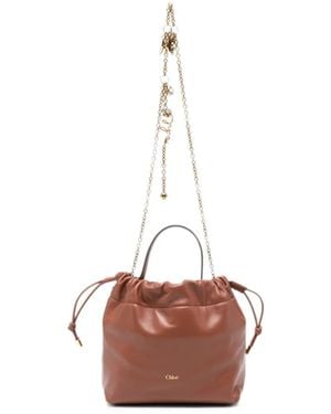 Chloé Small Icons Drawstring Leather Tote Bag - Pink