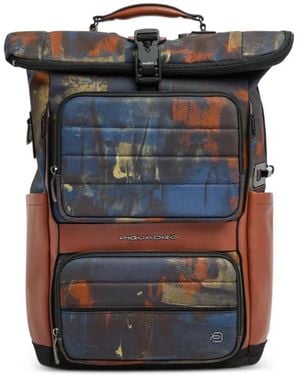 Piquadro Rucksack Mit Abstraktem Print - Blau