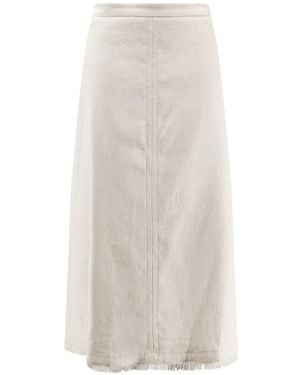 Max Mara Fringed A-Line Midi Skirt - White