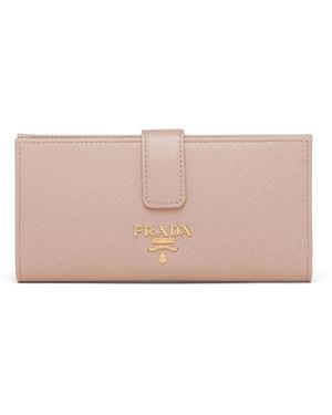 Prada Large Logo Leather Wallet - Pink