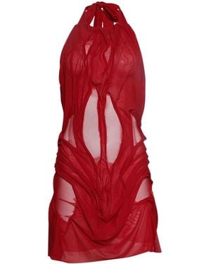 DI PETSA Draped Halterneck Mini Dress - Red