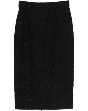 N°21 Floral-Motif Pencil Skirt - Black