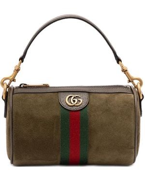 Gucci Striped Logo-Plaque Messenger Bag - Brown