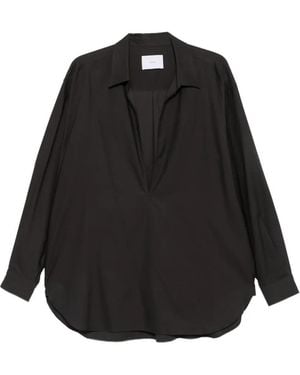 Ssstein Plunging V-Neck Oversized Shirt - Black