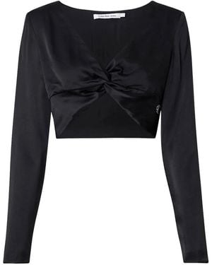 Calvin Klein Velvet Cropped Top - Black