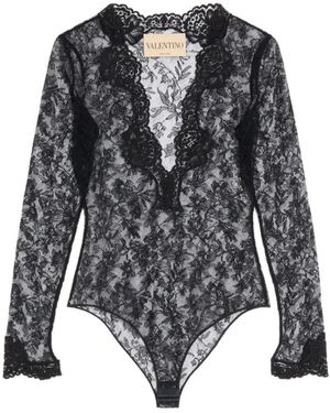 Valentino Garavani Stretch-Lace Bodysuit - Grey
