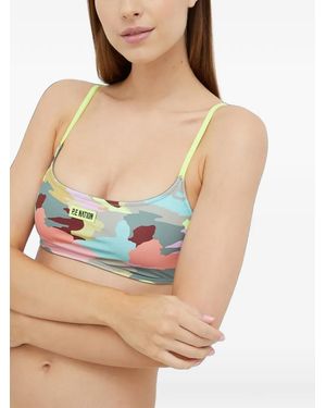 P.E Nation Reversible Camouflage-Print Bikini Top - Blue