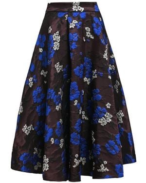 Essentiel Antwerp Kathyanne Floral-Jacquard Midi Skirt - Blue