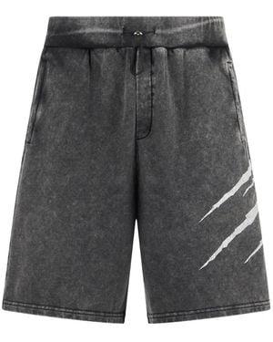 Philipp Plein Washed Crackle-Print Shorts - Grey
