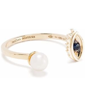Delfina Delettrez 9Kt Micro-Eye Piercing Sapphire And Pearl Ring - Metallic
