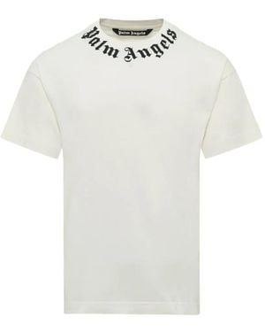 Palm Angels Logo-Print Cotton T-Shirt - White