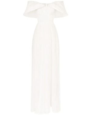 IMROSKA Ale Embroidered Split Maxi Dress - White