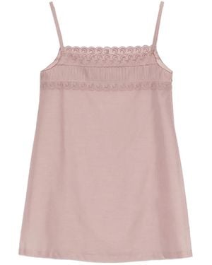 Low Classic Vestido Corto Con Encaje Festoneado - Rosa