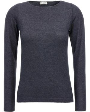 Brunello Cucinelli Shimmer Long-Sleeved Sweater - Blue