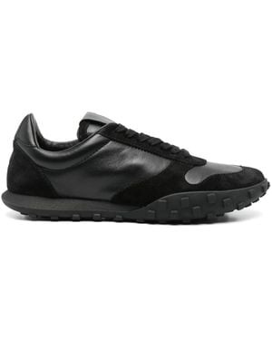 Jil Sander Leather Lace-Up Trainers With Suede Inserts - Black