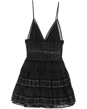 Charo Ruiz Isca Lace-Pannel Mini Dress - Black