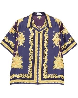Versace Barocco Seidenhemd Mit Foulard-Print - Blau