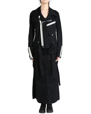 Yohji Yamamoto Belt-Detail Cotton Biker Jacket - Black