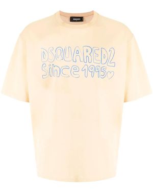 DSquared² Logo-Print Cotton T-Shirt - Natural