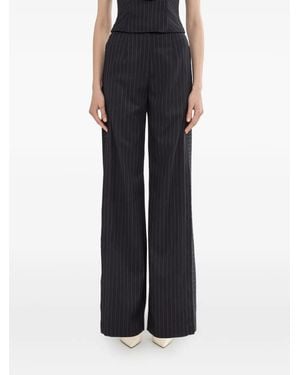 Nissa High-Rise Pinstripe Trousers - Black