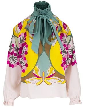 La DoubleJ Cerere Ruffled Pussy-Bow Blouse - Grey