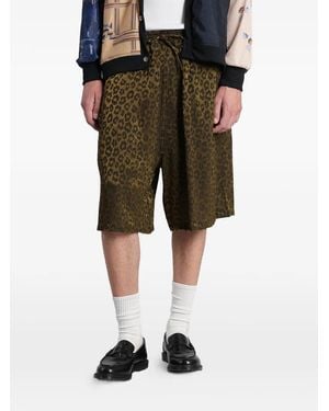 Needles Leopard-Print Drawstring Shorts - Green