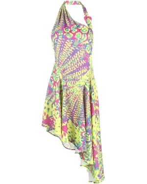 Versace Jeans Couture Abstract-Print Asymmetric-Hem Dress - White