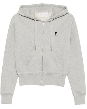 Ami Paris Ami De Coeur Logo Zip-Up Hoodie - White