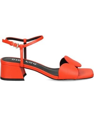 Bibi Lou Block-Heel Round-Embellishments Heeled Sandals - Red