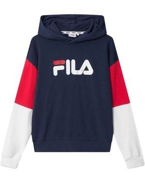 Fila Logo-Print Colour-Block Hoodie - Blue