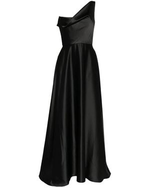 Amsale One-Shoulder Draped Gown - Black