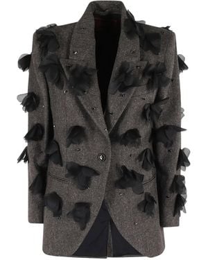 Marella Floral-Appliqué Jacket - Black
