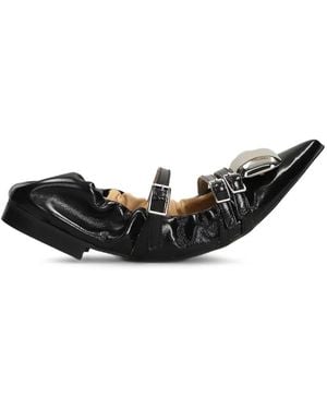 Alchimia Buckle-Detail Pointed-Toe Ballet Flats - Black