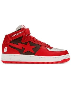 A Bathing Ape Logo-Applique Lace-Up Sneakers - Red