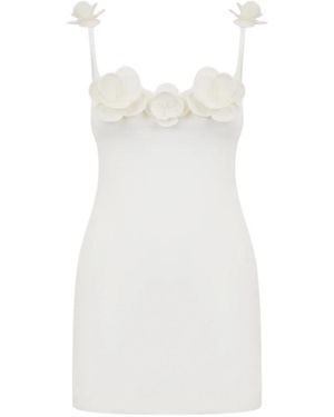 David Koma Flower-Embellishment Mini Dress - White
