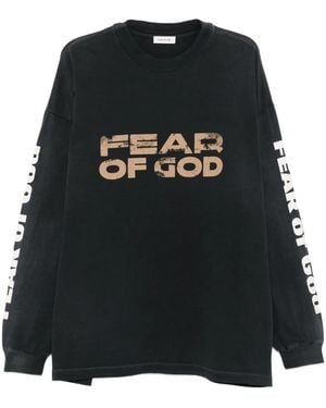 Fear Of God Logo-Print Long-Sleeve T-Shirt - Black
