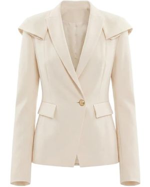 Saiid Kobeisy Ruffled Tailored Blazer Jacket - White