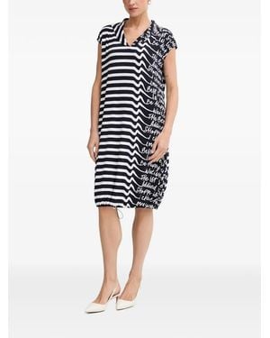 Joseph Ribkoff Stripe-Print Drawstring-Hem Mid-Length Dress - Blue