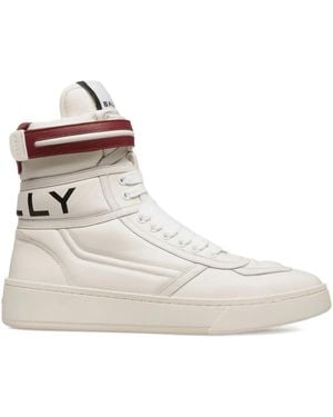 Bally Raise Leather Strap High-Top Trainers - Natural