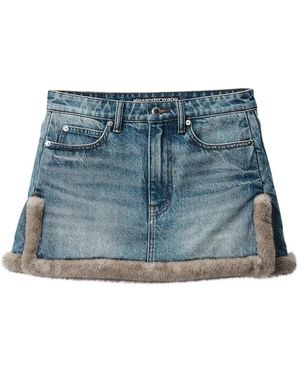 Alexander Wang Denim Mini Skirt W/ Faux Mink Trim - Blue