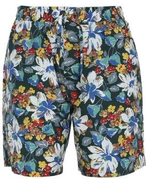 YMC Floral-Print Shorts - Blue
