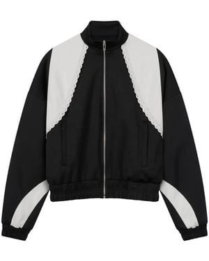 ROUGH Contrast Long-Sleeves Track Jacket - Black