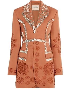 Roberto Cavalli Sequin-Embellished Fitted Jacket - Orange